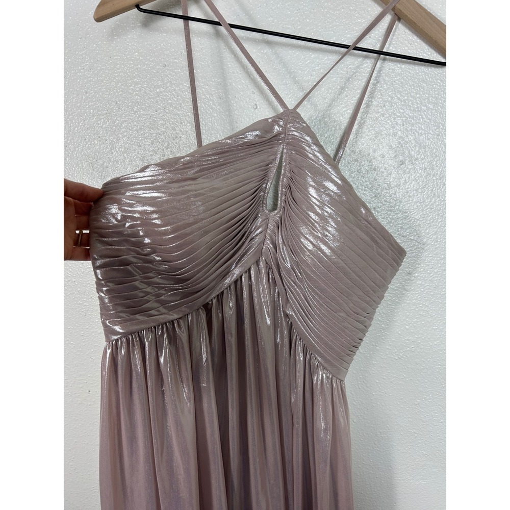 Zac Posen Halter Shiny Maxi Dress Blush Sz 6 Formal Glam Wedding - Picture 5 of 8